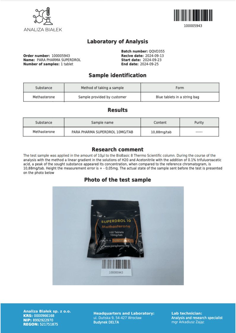 PARA PHARMA SUPERDROL 10MG 4 PARA PHARMA SUPERDROL 10MG