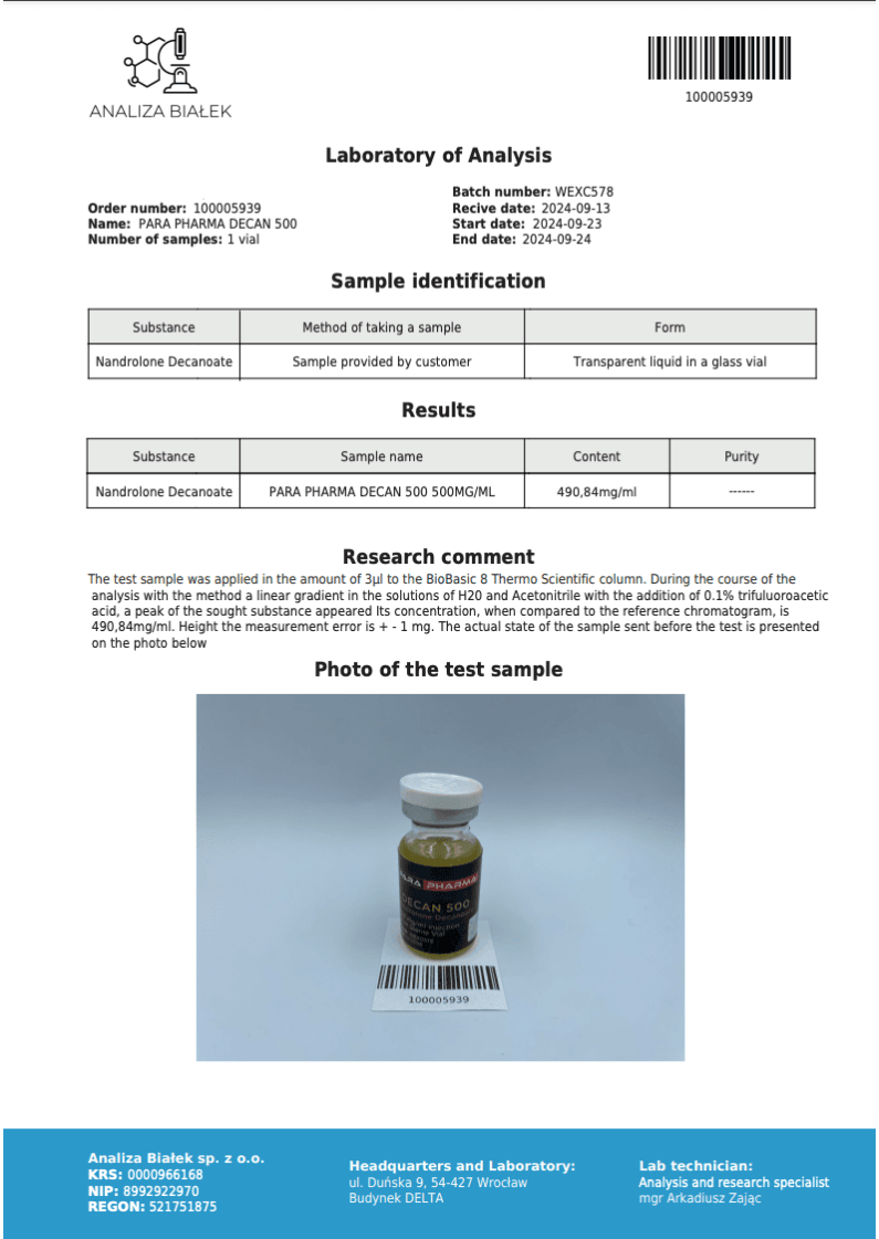 PARA PHARMA DECAN 500mg/ml 4 PARA PHARMA DECAN 500mg
