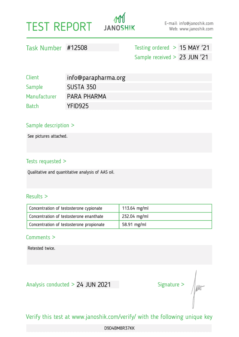 PARA PHARMA SUSTA 350mg/ml 4 Sustanon 350