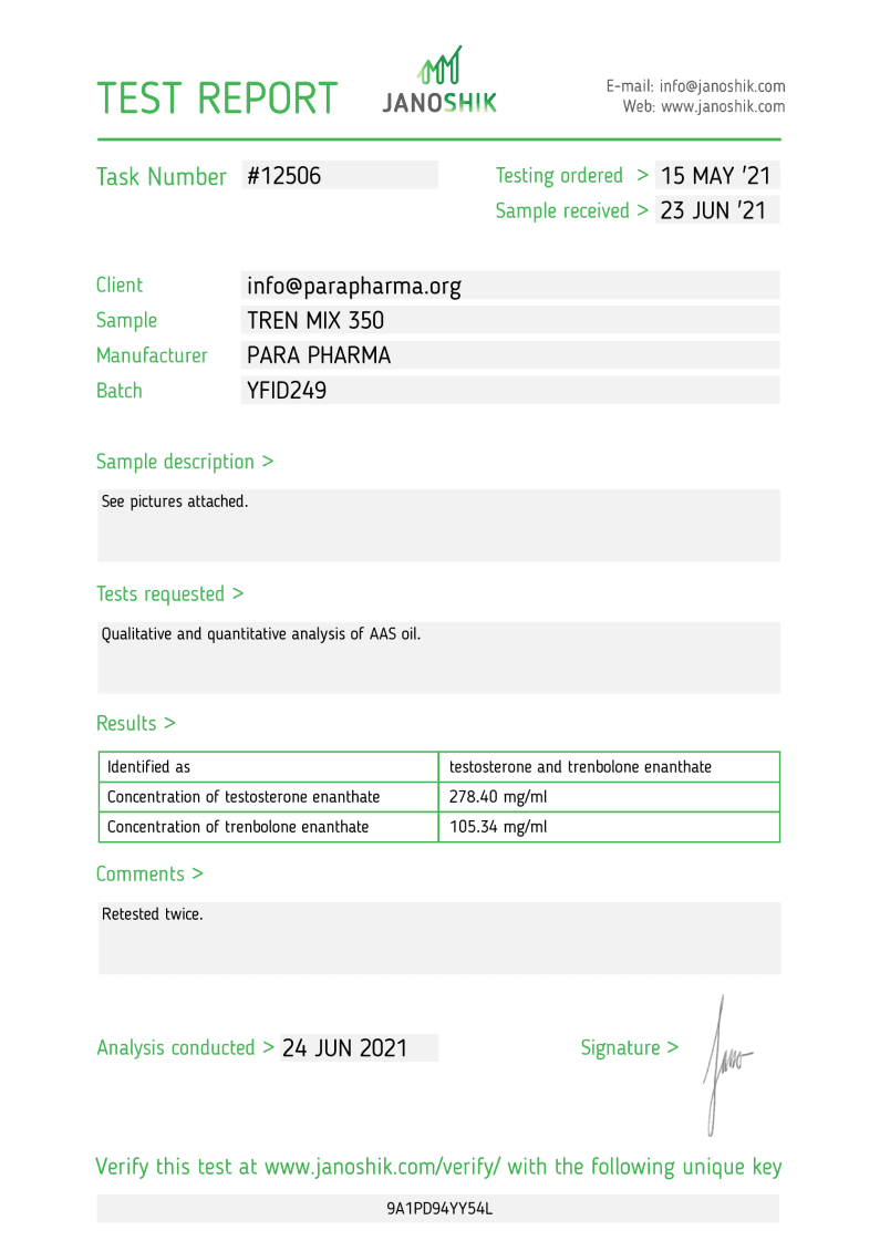 PARA PHARMA TREN MIX 350mg/ml 4 Para Pharma Tren Mix 350