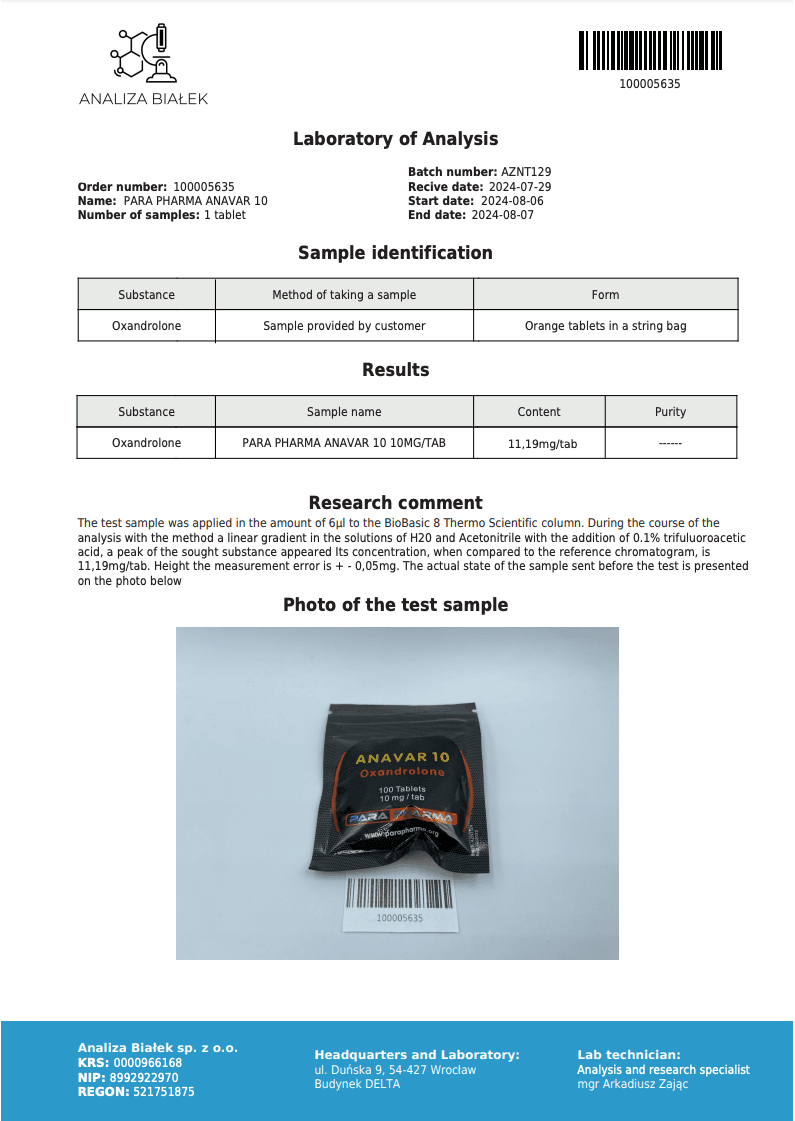PARA PHARMA ANAVAR 10MG 4 Para Pharma Anavar 10