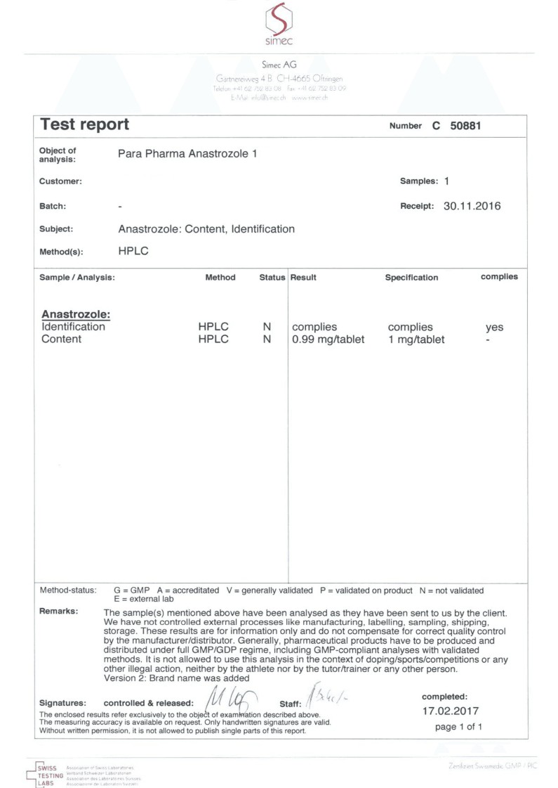PARA PHARMA ARIMIDEX 1MG 4 Para Pharma Arimidex 1mg