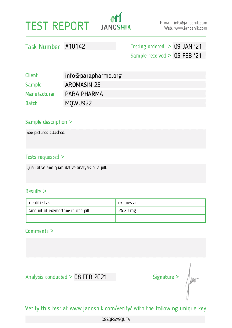 PARA PHARMA AROMASIN 25MG 4 Para Pharma Aromasin 25mg
