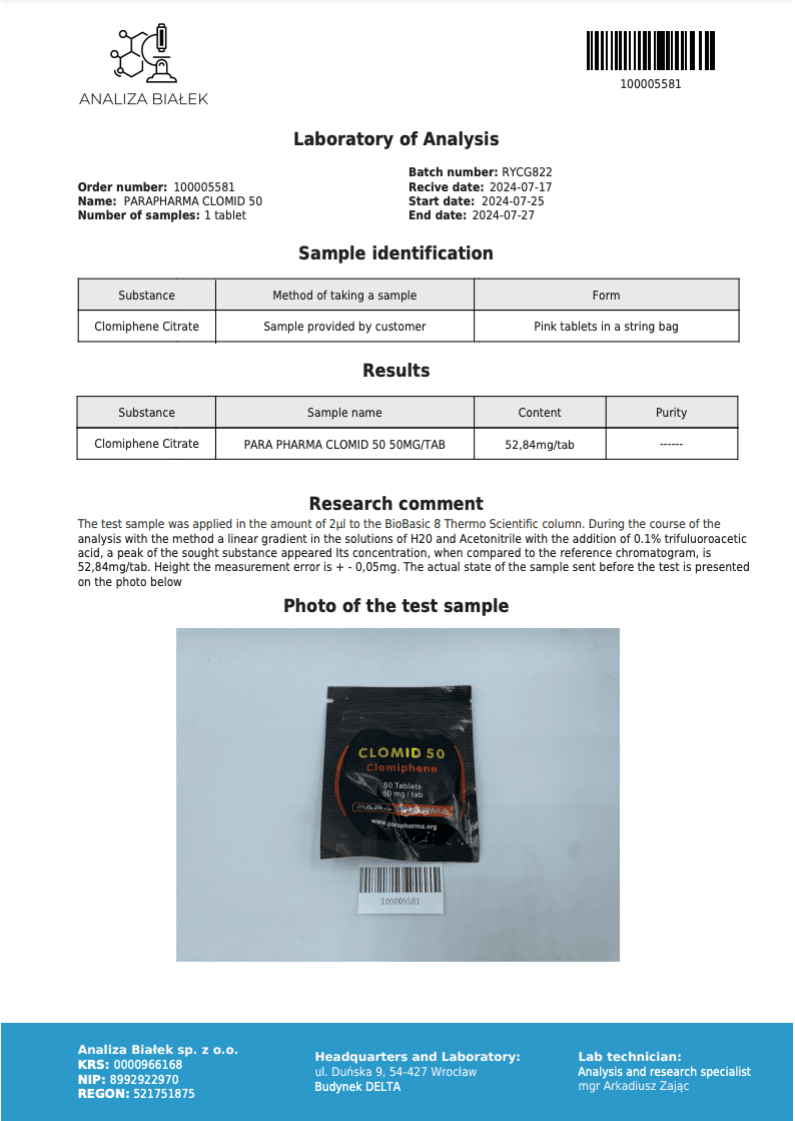 PARA PHARMA CLOMID 50MG 4 Clomid 50 mg