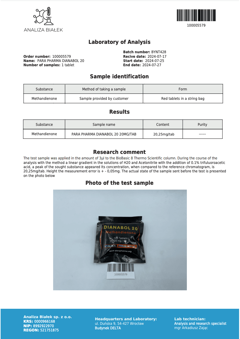 PARA PHARMA DIANABOL 20MG 4 Para Pharma Dianabol 20mg