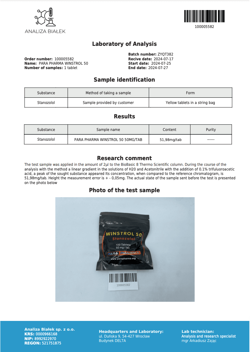 PARA PHARMA WINSTROL 50MG (Tabs) 4 Para Pharma Winstrol 50mg